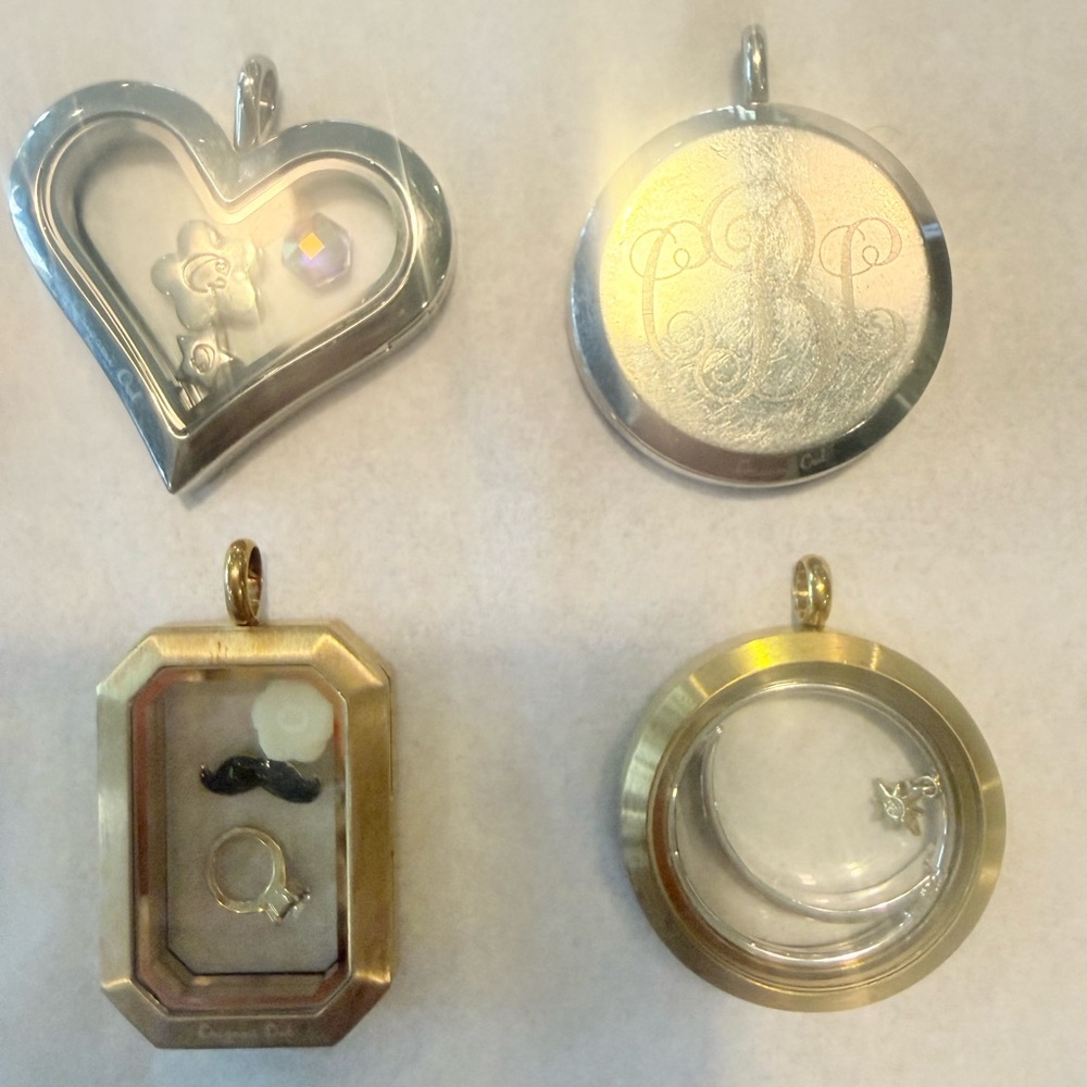 7 Origami Owl Gold and Silver Floating Locket Charms with Crystal Accents - Picture 8 of 12